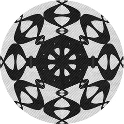 Round Patterned Platinum Gray Novelty Rug, pat1425