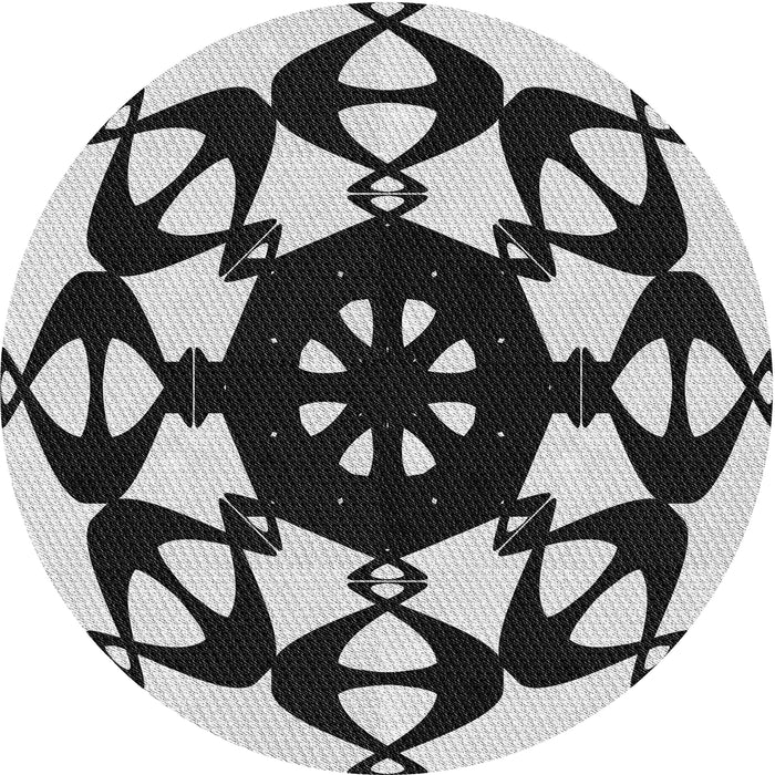 Round Patterned Platinum Gray Novelty Rug, pat1425