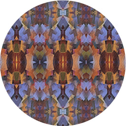 Round Machine Washable Transitional Bakers Brown Rug, wshpat1428