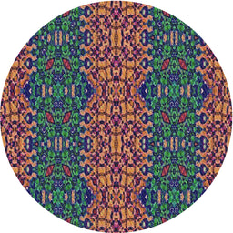 Round Patterned Khaki Green Novelty Rug, pat1429