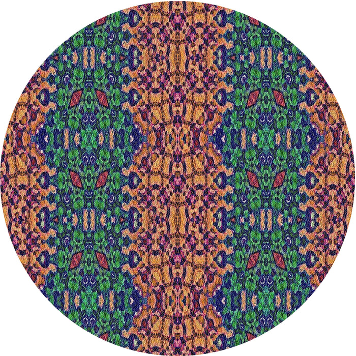 Round Machine Washable Transitional Khaki Green Rug, wshpat1429