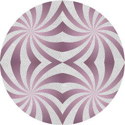 Round Machine Washable Transitional Tulip Pink Rug, wshpat142