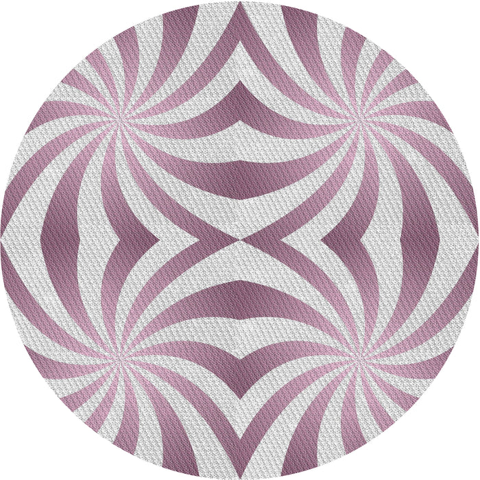 Round Machine Washable Transitional Tulip Pink Rug, wshpat142