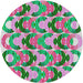 Round Patterned Green Modern Rug, pat1431