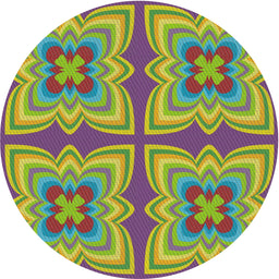 Round Patterned Yellow Green Novelty Rug, pat1437