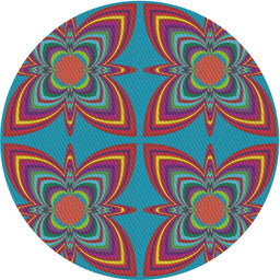 Round Machine Washable Transitional Macaw Blue Green Rug, wshpat1438