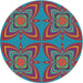 Round Patterned Blue Green Modern Rug, pat1438