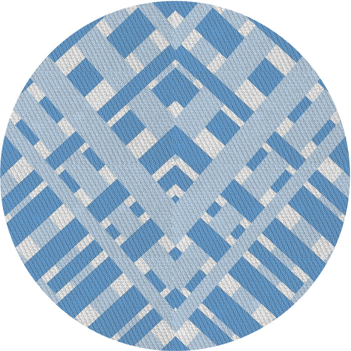 Round Machine Washable Transitional Light Day Blue Rug, wshpat1443