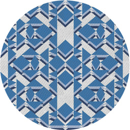 Round Machine Washable Transitional Jeans Blue Rug, wshpat1449