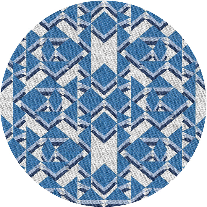 Round Machine Washable Transitional Jeans Blue Rug, wshpat1449