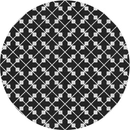 Round Patterned Dark Gray Novelty Rug, pat144