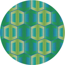 Round Patterned Lime Mint Green Novelty Rug, pat1453
