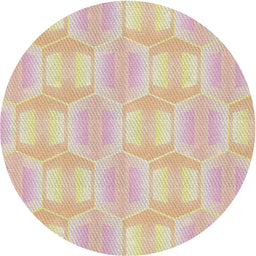Round Patterned Vanilla Gold Novelty Rug, pat1454