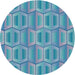 Round Patterned Blue Novelty Rug, pat1455