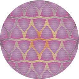 Round Machine Washable Transitional Plum Purple Rug, wshpat1456