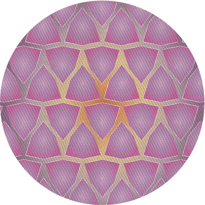Round Machine Washable Transitional Plum Purple Rug, wshpat1456