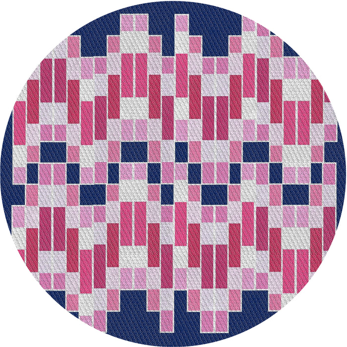 Round Machine Washable Transitional Purple Thistle Purple Rug, wshpat1462