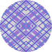 Round Patterned Blue Novelty Rug, pat1470