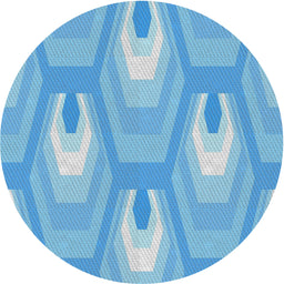 Round Machine Washable Transitional Blue Rug, wshpat1474