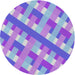 Round Patterned Purple Plum Purple Novelty Rug, pat1478