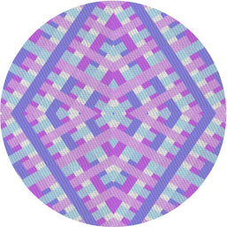 Round Patterned Blue Novelty Rug, pat1484