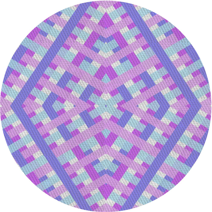 Round Patterned Blue Novelty Rug, pat1484
