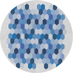 Round Machine Washable Transitional Steel Blue Rug, wshpat1488