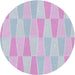 Round Machine Washable Transitional Pastel Light Blue Rug, wshpat1489