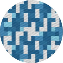 Round Patterned Sky Blue Novelty Rug, pat1490