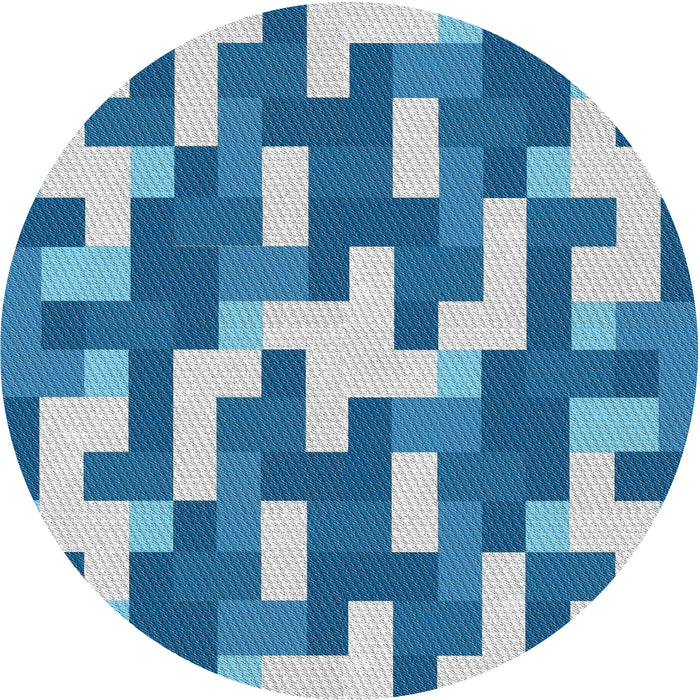 Round Machine Washable Transitional Sky Blue Rug, wshpat1490