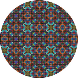 Round Patterned Grayish Turquoise Green Modern Rug, pat1498