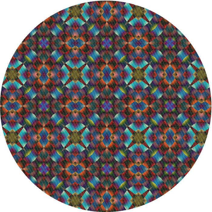 Round Machine Washable Transitional Grayish Turquoise Green Rug, wshpat1498