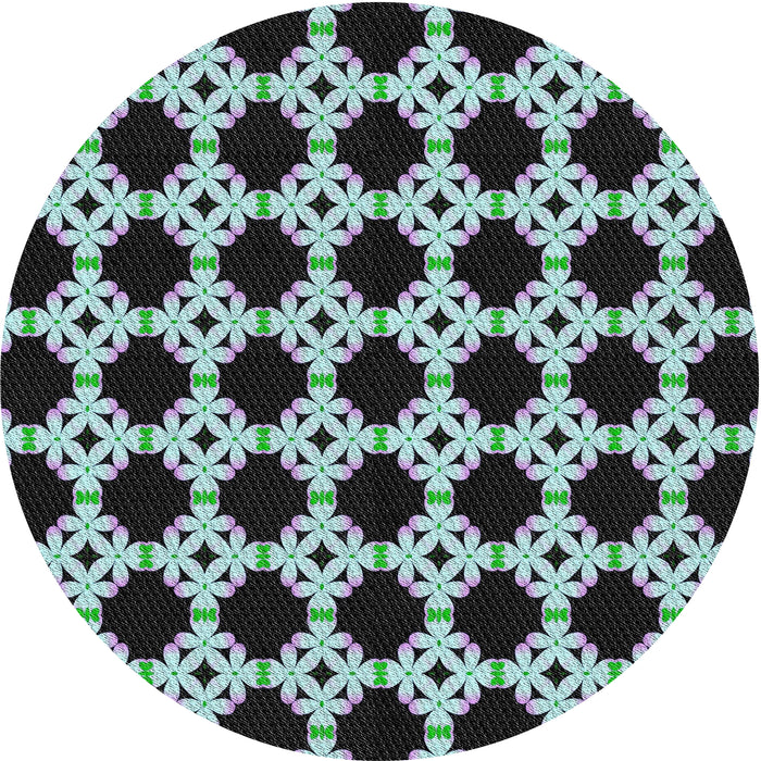 Round Machine Washable Transitional Midnight Gray Rug, wshpat1516