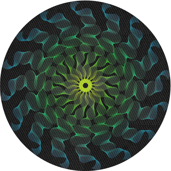 Round Patterned Black Novelty Rug, pat151