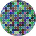 Round Patterned Blue Modern Rug, pat1521