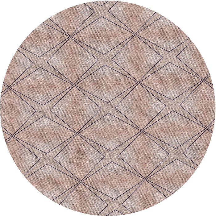 Round Patterned Dark Almond Brown Novelty Rug, pat1523