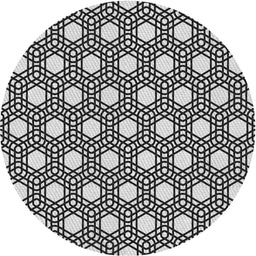 Round Machine Washable Transitional Charcoal Black Rug, wshpat1525