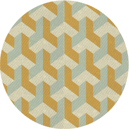 Round Machine Washable Transitional Khaki Gold Rug, wshpat1534