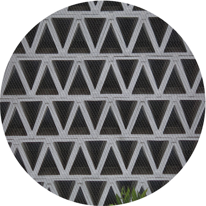 Round Patterned Dark Gray Novelty Rug, pat1539