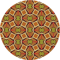 Round Machine Washable Transitional Saffron Red Rug, wshpat1546