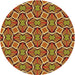 Round Patterned Saffron Red Novelty Rug, pat1546