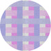 Round Machine Washable Transitional Pale Lilac Purple Rug, wshpat1552