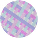 Round Machine Washable Transitional Lavender Blue Rug, wshpat1556