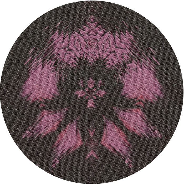 Round Machine Washable Transitional Mauve Taupe Purple Rug, wshpat1564