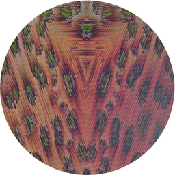 Round Machine Washable Transitional Orange Salmon Pink Rug, wshpat1565