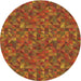 Round Machine Washable Transitional Orange Rug, wshpat1571