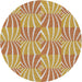 Round Machine Washable Transitional Brown Gold Rug, wshpat1572