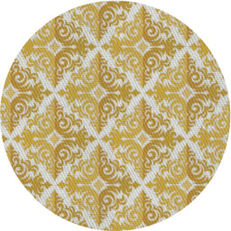Round Patterned Khaki Gold Novelty Rug, pat1573