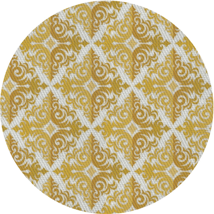 Round Patterned Khaki Gold Novelty Rug, pat1573