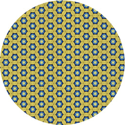 Round Patterned Bold Yellow Novelty Rug, pat1574